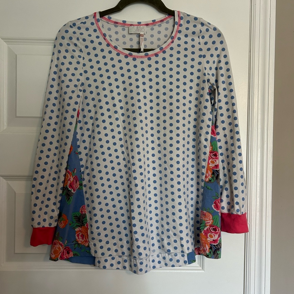 Matilda Jane Blue Polka‎ Dot Long Sleeve Tee
